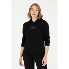 U.S. Polo Assn. Kadın Siyah Basic Kapüşonlu Sweatshirt 50289536-VR046
