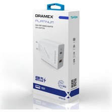 Dramex DPQ45B Platınum Usb+Type-C Dual Port Pd 45W Süper Hızlı Şarj Adaptörü