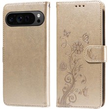 YH Market Google Piksel 9 Pro Xl Cardyuvaları Flip Çiçek Deri Için Flip Case (Yurt Dışından)