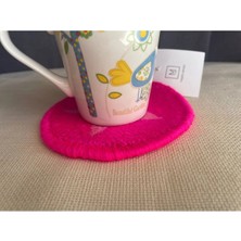 Majalis Design Punch Bardak Altlığı Çift Taraflı Yıldız Desenli Yuvarlak Formlu Pembe