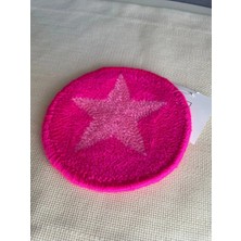 Majalis Design Punch Bardak Altlığı Çift Taraflı Yıldız Desenli Yuvarlak Formlu Pembe