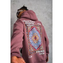 Asgard Wear Erkek Kilim Desen Kapüşonlu Sweat - Gül Kurusu