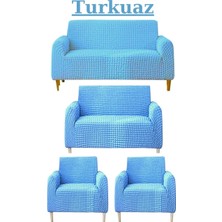 Berrak Avm Bürümcük Eteksiz 3+2+1+1 Lastikli, Esnek, Yıkanabilir Koltuk Kılıfı, Kanepe, Çekyat Takımı Örtüsü/kılıfı