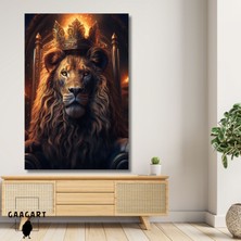 Gaagart Tekli Dikey Kanvas Duvar Tablosu Turuncu Kral Aslan Görseli