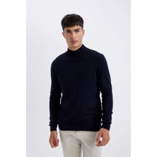 DeFacto Slim Fit Balıkçı Yaka Kazak Navy