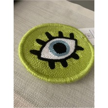 Majalis Design Punch Bardak Altlığı Çift Taraflı Göz Desenli Yuvarlak Formlu Açık Yeşil