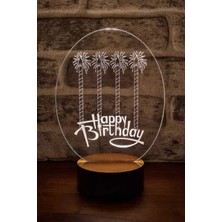 Woodhub G9 Doğum Günü si. Happy Birthday Figürlü LED Masa Lambası | 7 Işık Rengi | Ahşap Taban Masa Ü