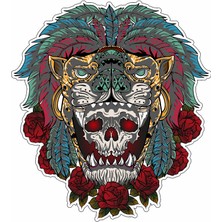 Sticker Usta Aslanlı Kurukafa Araba Oto Motosiklet Sticker 00482