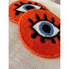 Majalis Design Punch Bardak Altlığı Çift Taraflı Göz Desenli Yuvarlak Formlu Turuncu