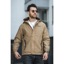 Oksit Save Baskılı Suya Dayanaklı Slim Fit Erkek Mevsimlik Mont Yağmurluk