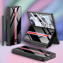 Lopard ​samsung Galaxy Z Fold 6 Kılıf Kamera Korumalı Kartlıklı Kalem Bölmeli Kıpta Çizgili Droga