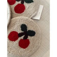 Majalis Design Punch Bardak Altlığı Çift Taraflı Kiraz Desenli Yuvarlak Formlu