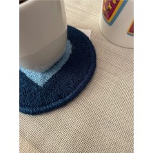 Majalis Design Punch Bardak Altlığı Çift Taraflı Kalp Göz Desenli Yuvarlak Formlu Koyu Mavi-Lacivert