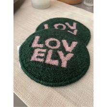 Majalis Design Punch Bardak Altlığı Çift Taraflı Lovely Desenli Yuvarlak Formlu Koyu Yeşil