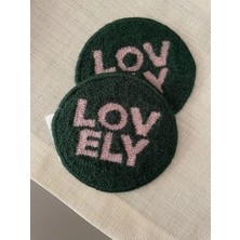 Majalis Design Punch Bardak Altlığı Çift Taraflı Lovely Desenli Yuvarlak Formlu Koyu Yeşil