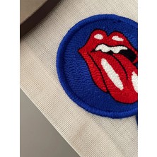 Majalis Design Punch Bardak Altlığı Çift Taraflı Rolling Stone Desenli Yuvarlak Formlu Koyu Mavi