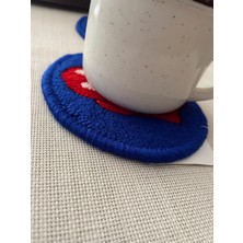 Majalis Design Punch Bardak Altlığı Çift Taraflı Rolling Stone Desenli Yuvarlak Formlu Koyu Mavi