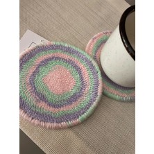 Majalis Design Punch Bardak Altlığı Çift Taraflı Twister Desenli Yuvarlak Formlu Lila-Mor