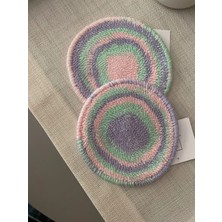 Majalis Design Punch Bardak Altlığı Çift Taraflı Twister Desenli Yuvarlak Formlu Lila-Mor