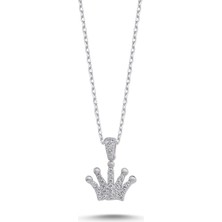 Taç Zirkon Taşlı Kolye - Kadın - 1.42 Gram