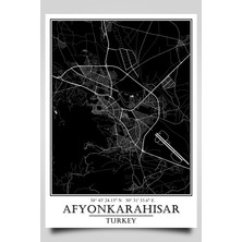 Hari Tasarım Afyonkarahisar Şehir Haritası Çerçevesiz Poster-Harita Sanatı, Map Art Design
