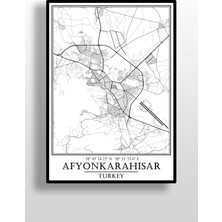 Hari Tasarım Afyonkarahisar Şehir Haritası Çerçevesiz Poster-Harita Sanatı, Map Art Design