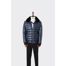 Kadir Büyükkaya Kürk Detay Yakalı Modern Erkek Mont - Dayanıklı Polyester Kumaş - KAW9152W