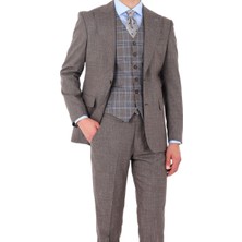 Kadir Büyükkaya Modern ve Şık Yelekli Erkek Takım Elbise - Slim Fit Viskon Karışımlı - KAW1001S