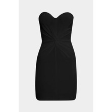 Premium Straplez  Düğüm Detaylı Kadın Mini Elbise