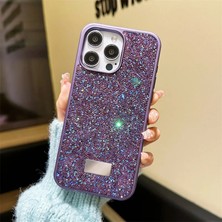 Zebana iPhone 16 Pro Max Uyumlu Kılıf Swarovski Taşlı Star Glitter Silikon Kılıf Derin Mor