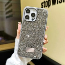 Zebana iPhone 16 Pro Max Uyumlu Kılıf Swarovski Taşlı Star Glitter Silikon Kılıf Gri