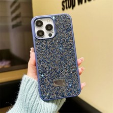 Zebana iPhone 16 Pro Max Uyumlu Kılıf Swarovski Taşlı Star Glitter Silikon Kılıf Mavi