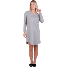 U&me V Yaka Gömlek Elbise Antrasit