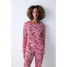 Pamuklu Red Zebra Kırmızı Pantolon Pijama Takımı