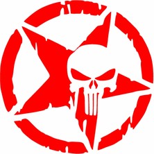 Sticker Usta Punisher Kurukafa Askeri Yıldız Araba Oto Motosiklet Karavan Sticker 00473