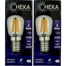 Heka 2W (22W) 2700K (Sarı Işık) E14 Duylu LED Rustik Ampul (2 Adet)