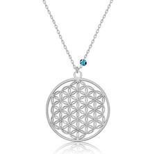 Gümüş Nazar Gözlü Yaşam Çiçeği Kolye