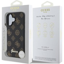 Guess iPhone 16 Uyumlu Kılıf Guess Orjinal Lisanslı Magsafe Şarj Özellikli Yazı Logolu Peony Kapak Siyah