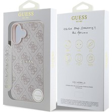 iPhone 16 Plus Kılıf Guess Orjinal Lisanslı Magsafe Şarj Özellikli 4g Desenli Yazı Logolu Pembe