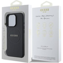 Guess iPhone 16 Pro Max Kılıf Guess Orjinal Lisanslı Magsafe Şarj Özellikli Yazı Logolu Grained Siyah