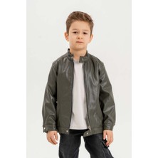 Gold Class Kidswear Fermuarlı Erkek Çocuk Deri Ceket
