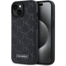 Karl Lagerfeld Apple iPhone 15 Kılıf Orjinal Lisanslı Magsafe Şarj Özellikli Kl Yazılı Hot Stamp Siyah