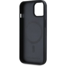 Karl Lagerfeld Apple iPhone 15 Kılıf Orjinal Lisanslı Magsafe Şarj Özellikli Kl Yazılı Hot Stamp Siyah