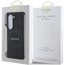 Guess Galaxy Z Fold 6 Uyumlu Kılıf Guess Orjinal Lisanslı Saffiano Metal Logo Kapak Siyah