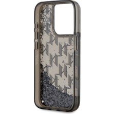 Karl Lagerfeld Apple iPhone 15 Pro Uyumlu Kılıf Orjinal Lisanslı Simli Kl Yazılı Monogram Gradıent Siyah