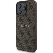 Guess iPhone 16 Pro Max Kılıf Guess Lisanslı Magsafe Şarj Özellikli 4g Desenli Yazı Logolu Kahverengi