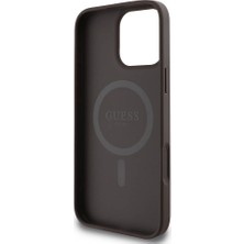 Guess iPhone 16 Pro Max Kılıf Guess Lisanslı Magsafe Şarj Özellikli 4g Desenli Yazı Logolu Kahverengi