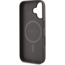 Guess iPhone 16 Kılıf Guess Orjinal Lisanslı Magsafe Şarj Özellikli 4g Şerit Tasarımlı Printed Kahverengi