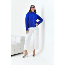 FTZ Women Kadın Fermuar Detaylı Hırka  Mavi 20870