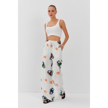 Nish&Chic Göz Baskılı Müslin Pantolon